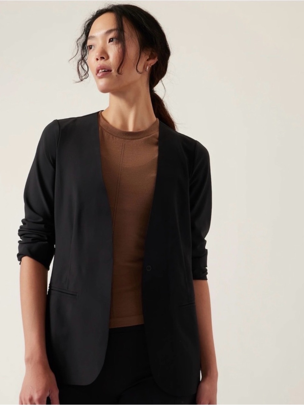Womens Black Open-Front Avenue Blazer Jacket 12